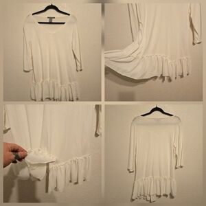 New Kate & Mallory rayon blend Large white flowy bottom tunic top